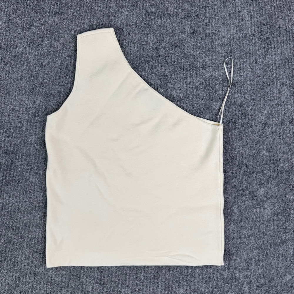 Ann Taylor Tank Top Womens Size L White One Shoulder‎ Viscose Knit Asymmetric